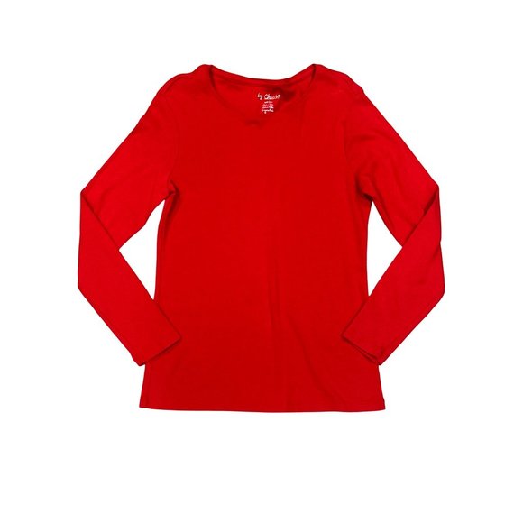 Chicos Red Long Sleeve Tee Classic Soft Stretch Casual Top Soft Comfortable SZ 2 - Picture 10 of 10